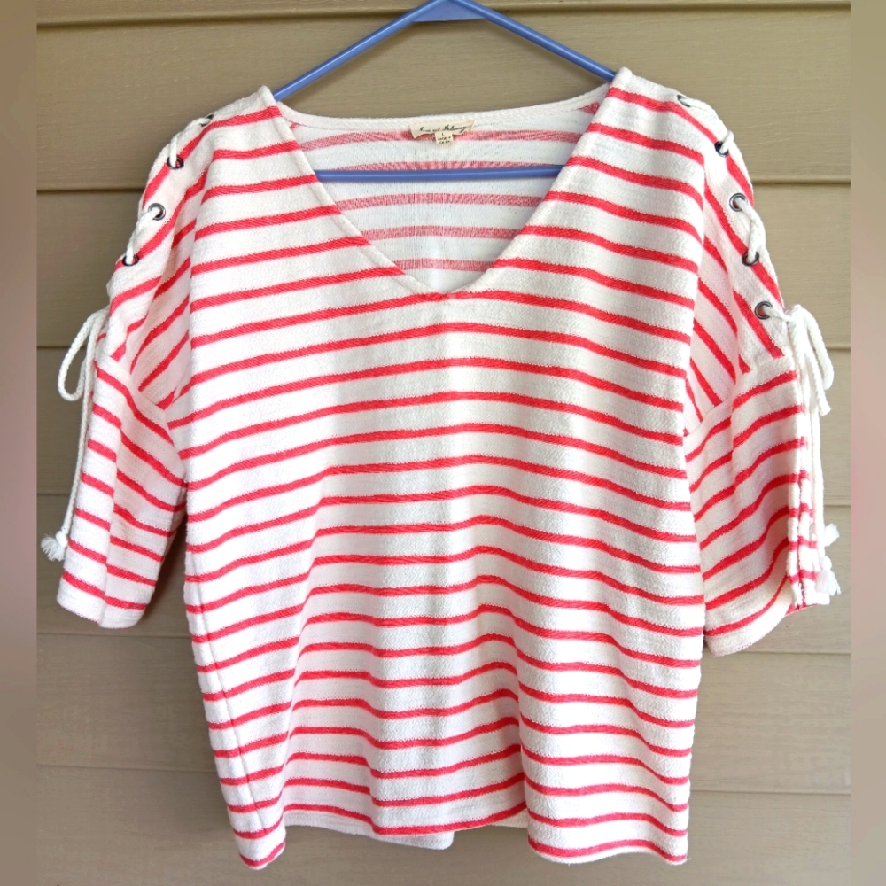 EUC Ladies Nautical Striped Pullover Sweatshirt Size L